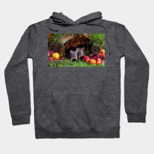 two little mice in a log pile house Hoodie